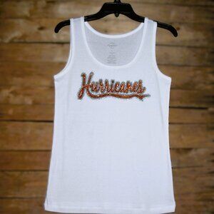 Hurricanes rhinestone glitter bling white tank XS  S M L XL XXL 1X 2X 3X 4X 5X